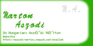 marton aszodi business card